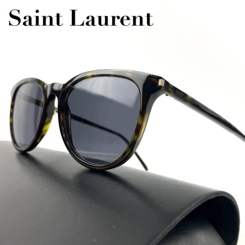 SAINT LAURENT ウェリントン サングラス べっ甲柄 美品 Saint Laurent Paris サンローラン サングラス ロゴ べっ甲柄