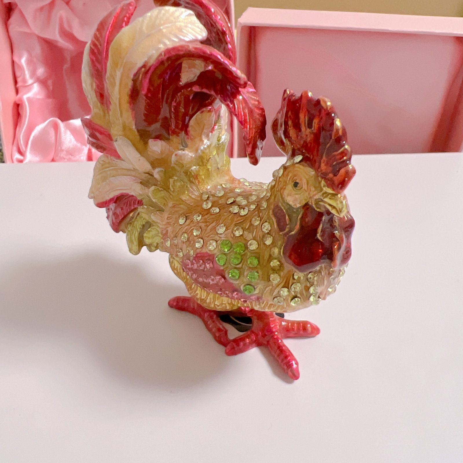 美品】ピィアース ジュエリーボックス 雄鶏 ニワトリ 酉 縁起物 置物 