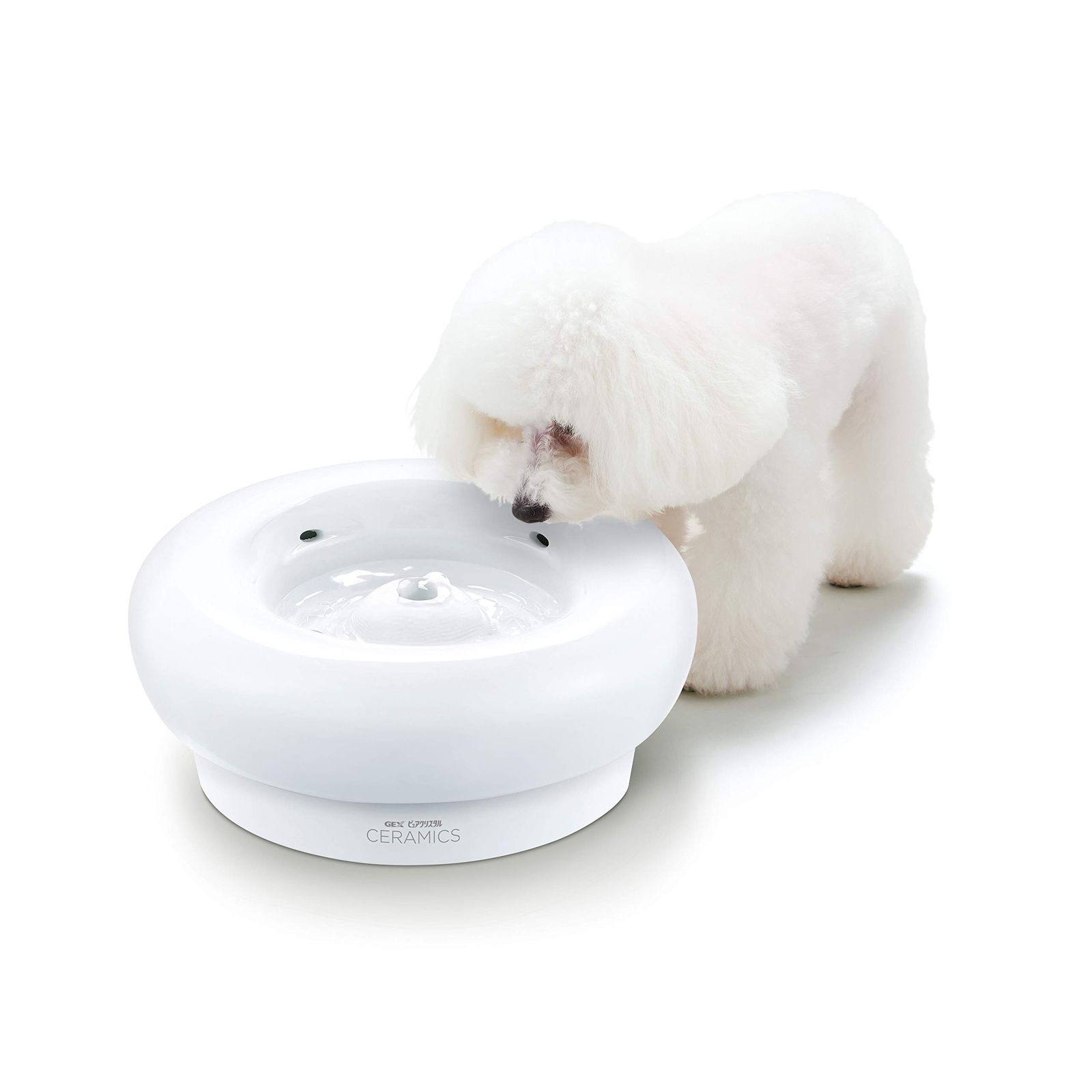 ジェックス ピュアクリスタル セラミックス 犬用 1.5L フィルター式給水器 陶器製 静音 フィルター付き