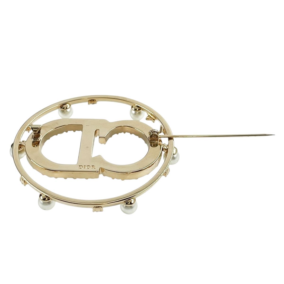 中古】Dior ディオール Clair D Lune サークルブローチ フェイクパール 