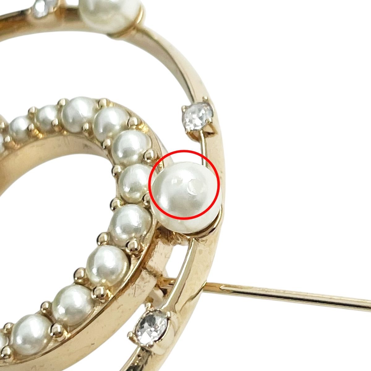 中古】Dior ディオール Clair D Lune サークルブローチ フェイクパール 