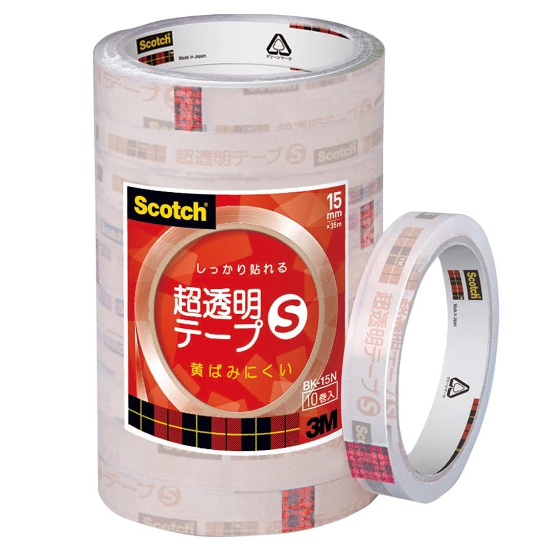 3M スコッチ 超透明テープS 10巻パック 15mm×35m 大巻 BK-15N [15mm(10巻)] [大巻]