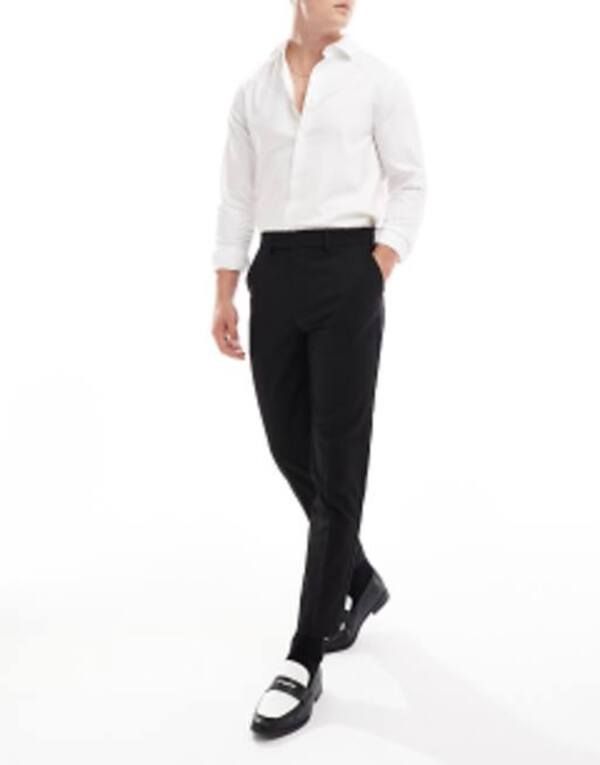 エイソス メンズ ボトムス カジュアルパンツ パンツ ASOS DESIGN tapered smart trousers Black ブラック