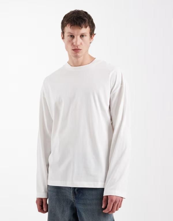 エイソス メンズ トップス Tシャツ ASOS DESIGN Essentials oversized long sleeve tshirt in cream Coconut milk クリーム