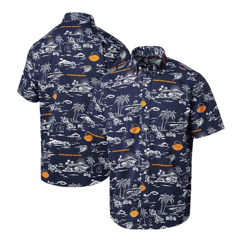 レインスプーナー メンズ トップス Tシャツ プリント Mens Reyn Spooner Navy Chicago Bears ThrowbackekaiPrint ButtonUp Shirt Brs Navy ネイビー