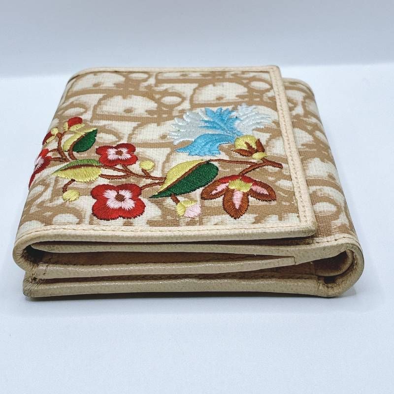 Christian Dior クリスチャンディオール 二つ折り財布 花柄刺繍