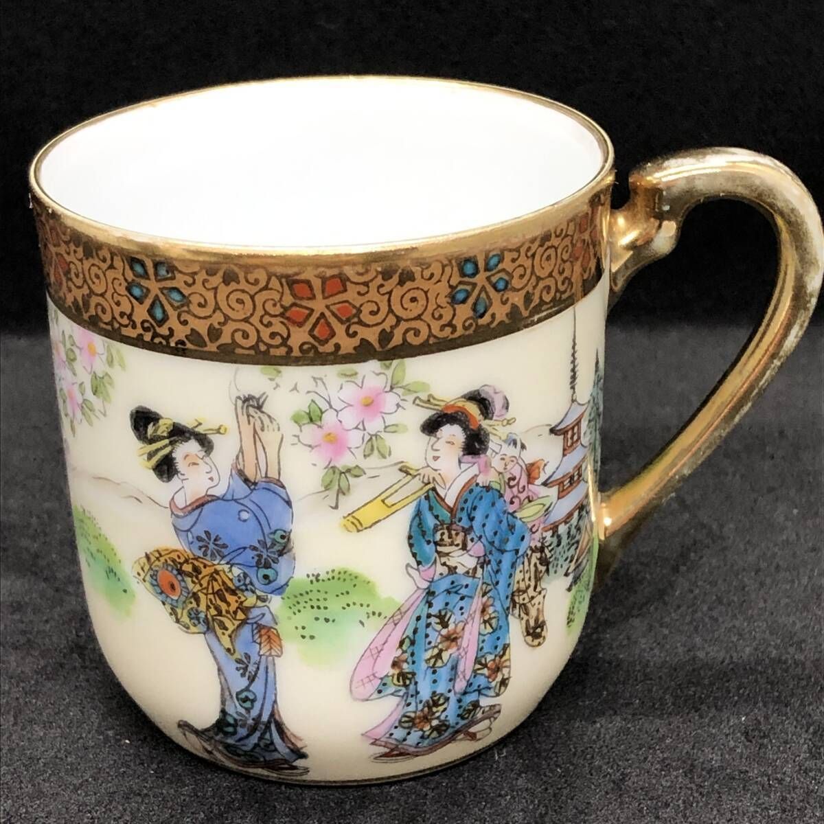 オールドノリタケ 金彩 美人風景画 カップ ＆ ソーサー アンティーク