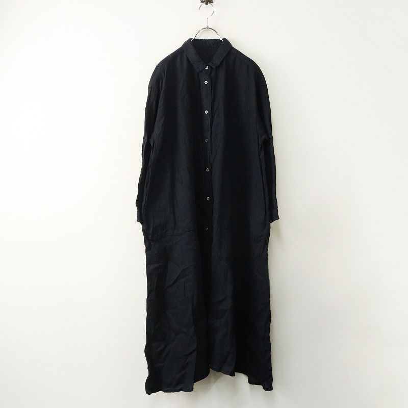 2025AW ネストローブ nest Robe リネンドレープワンピース F｜ネイビー