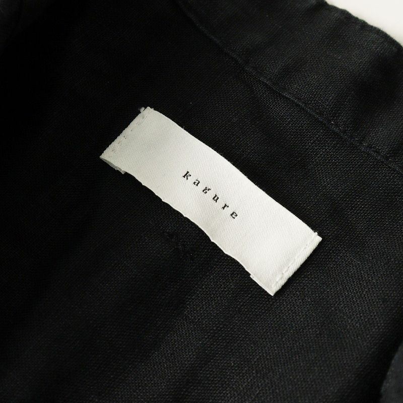 かぐれ kagure リネンハーフスリーブオールインワン F｜ブラック