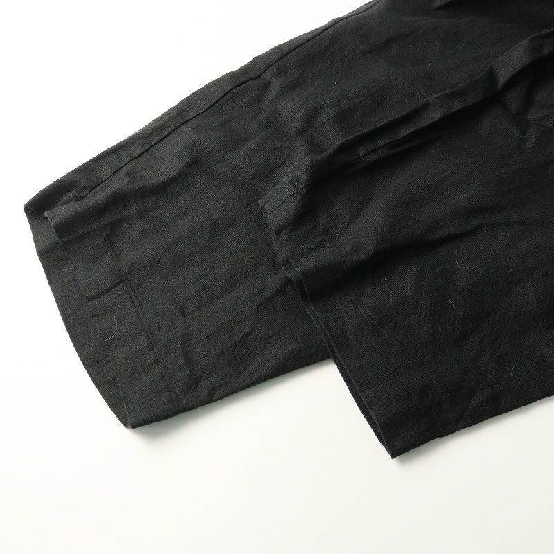 かぐれ kagure リネンハーフスリーブオールインワン F｜ブラック