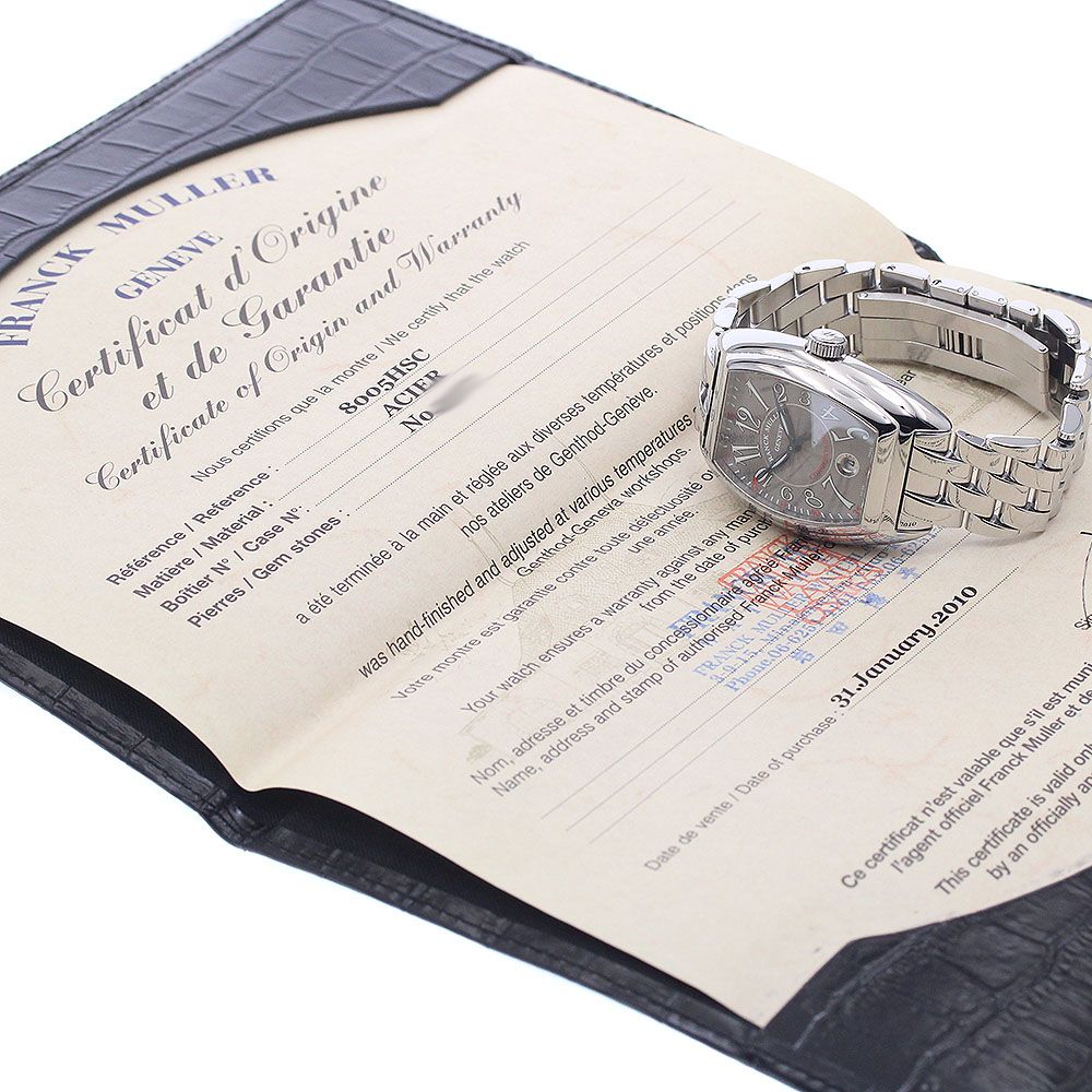  フランクミュラー FRANCK MULLER 8005HSC コンキスタドール デイト 自動巻き メンズ 保証書付き_939558 ゆったり設計 自動巻き時計 腕時計(アナログ)