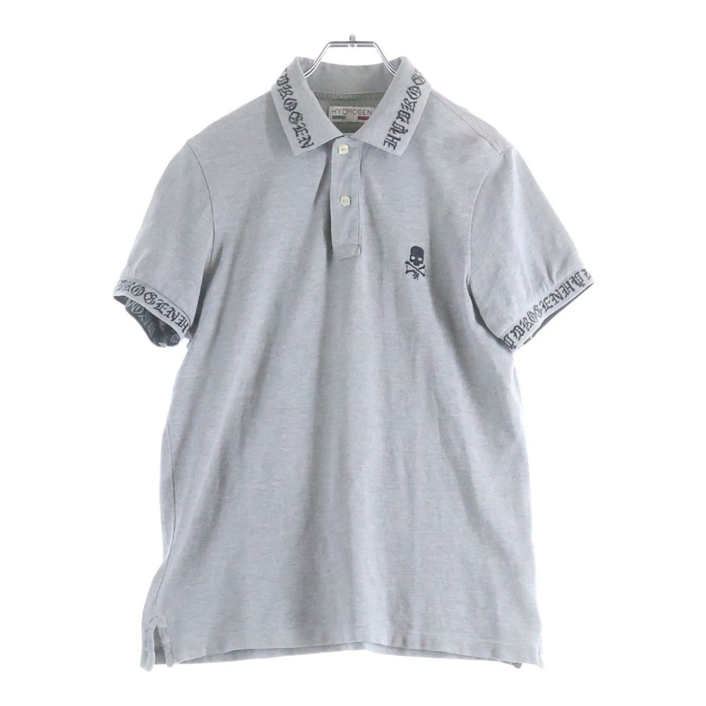 HYDROGEN (ハイドロゲン) スカル リブロゴ 半袖ポロシャツ グレー