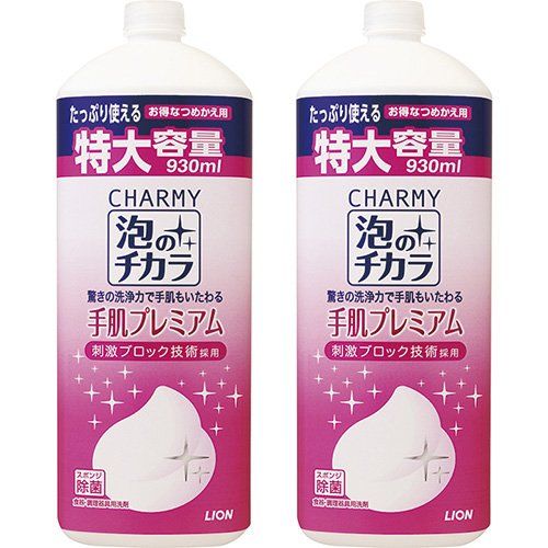 【まとめ買い 大容量】チャーミー泡のチカラ手肌プレミアム 食器用洗剤 詰め替え930ml×2個パック