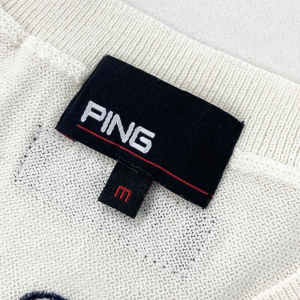 サイズ：m PING ピン 2023年モデル Vネックニットベスト ホワイト系