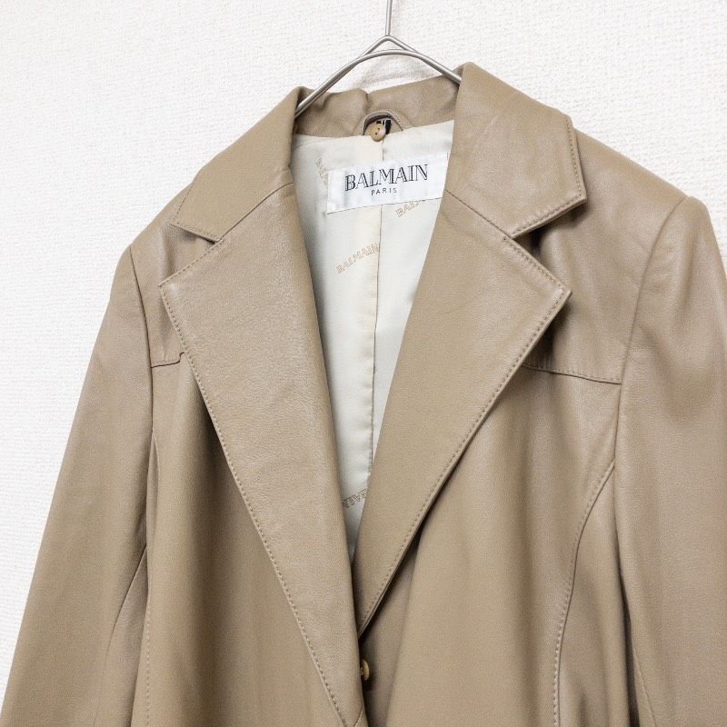 BALMAIN バルマン トレンチコート レザーコート ロング ベルト