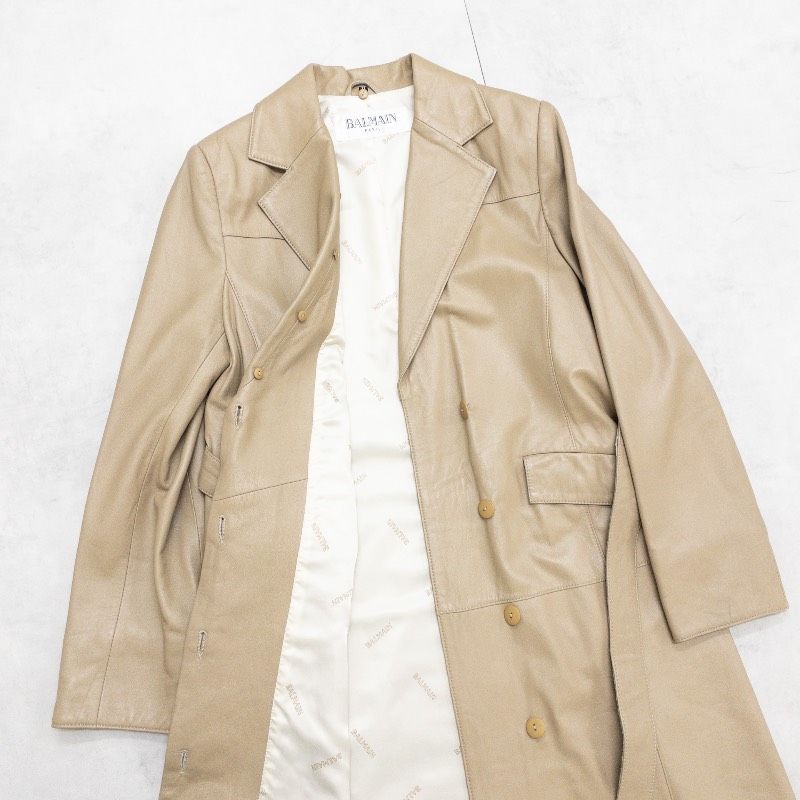 BALMAIN バルマン トレンチコート レザーコート ロング ベルト