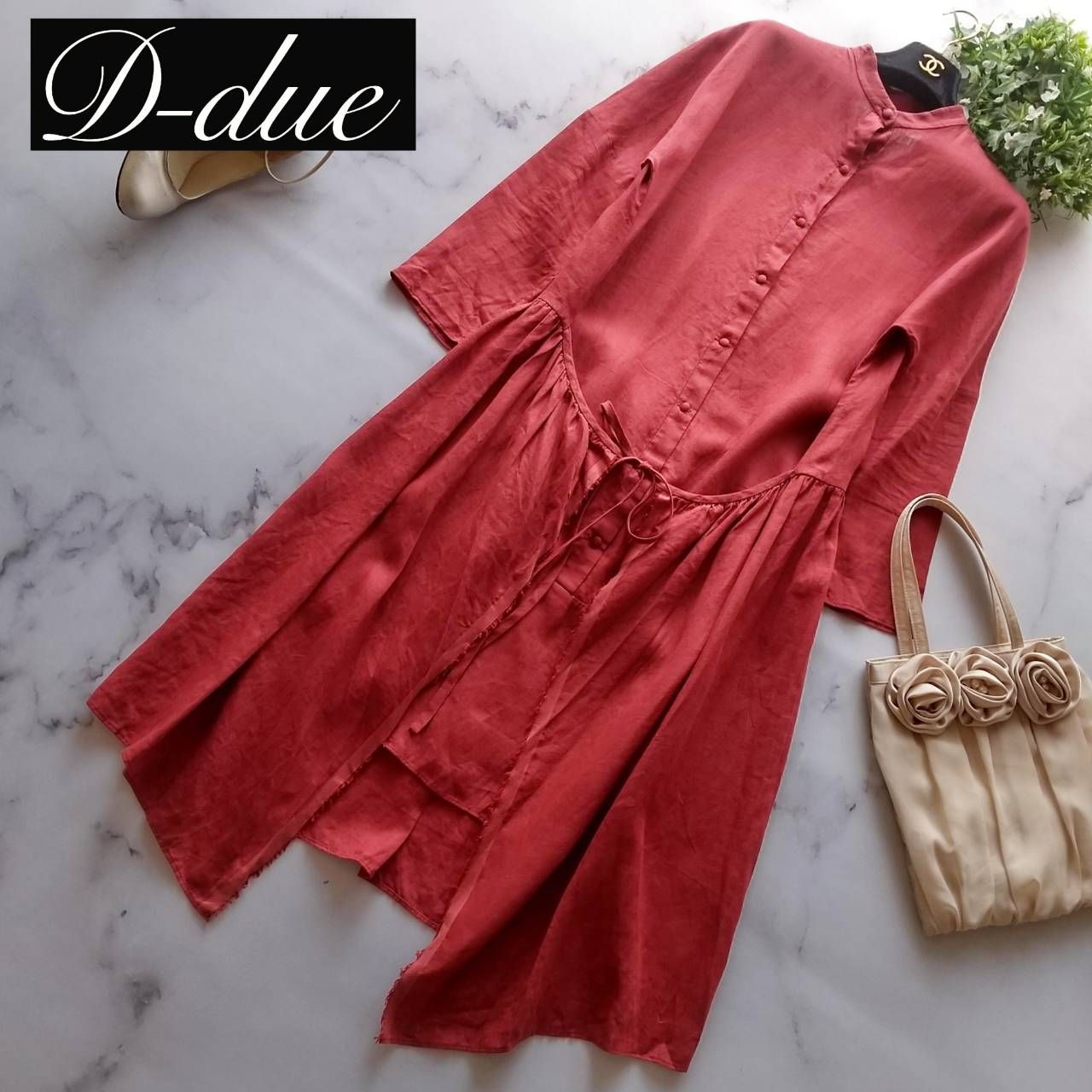 D-due リネンワンピース　36 D-due H.P.FRANCE リネン100％ シャツワンピース ロング 36 - メルカリ