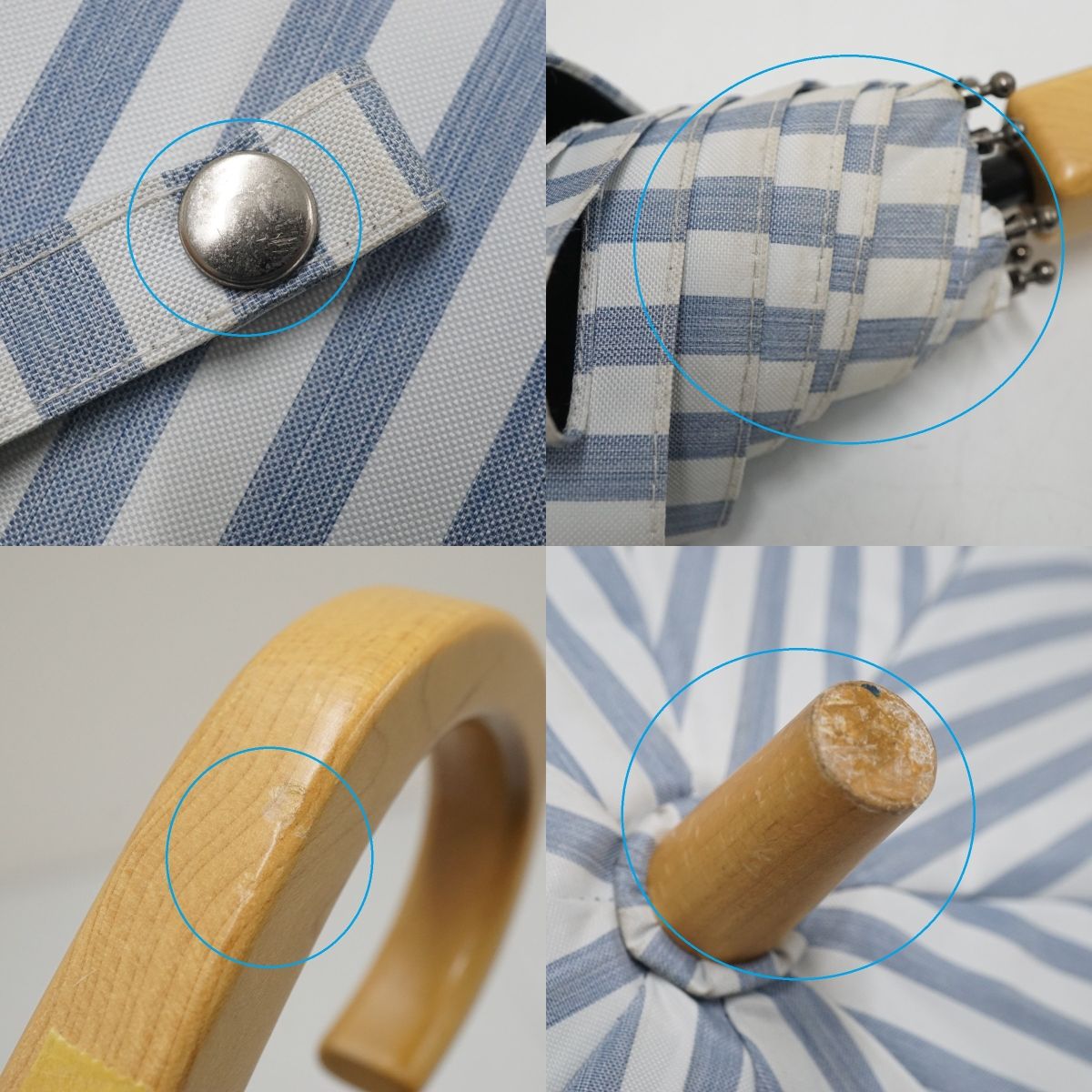 サンバリア100 完全遮光日傘 USED品 Sサイズ ストライプ ブルー UV