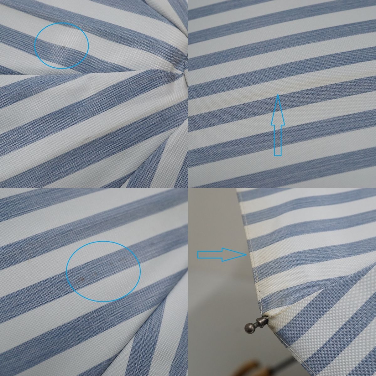サンバリア100 完全遮光日傘 USED品 Sサイズ ストライプ ブルー UV
