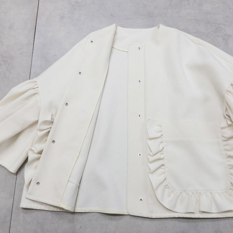 yori ヨリ ノーカラージャケット 2022 フリル ポケット レーヨン