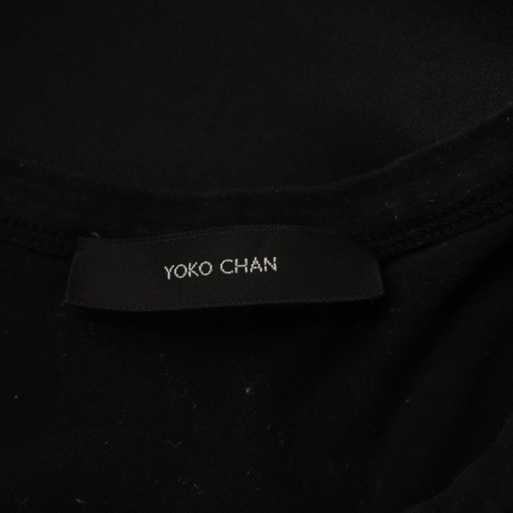 ヨーコチャン YOKO CHAN カットソー 半袖 切替 フレア 38 黒 ブラック