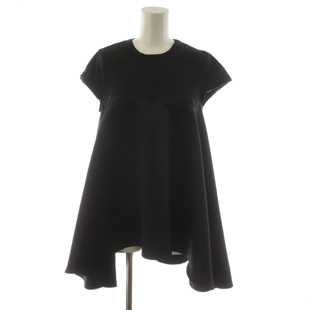 ヨーコチャン YOKO CHAN カットソー 半袖 切替 フレア 38 黒 ブラック