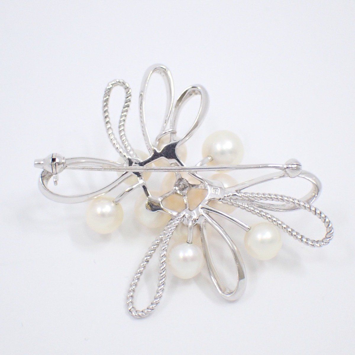 MIKIMOTO ミキモト フラワーモチーフ ブローチ シルバー/パール10粒