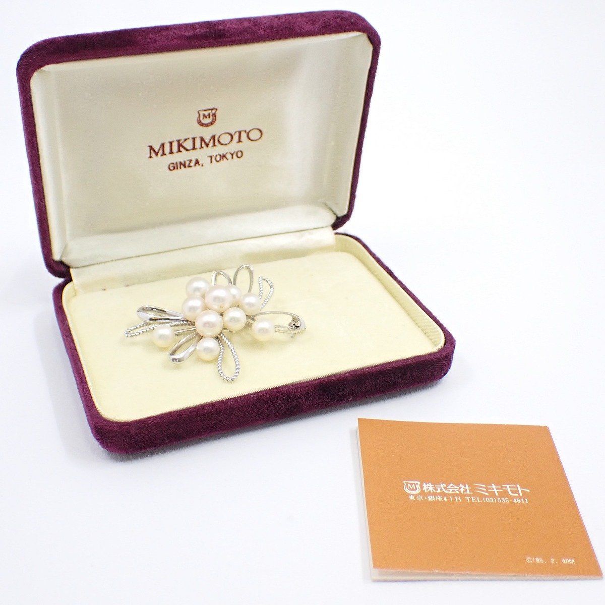 MIKIMOTO ミキモト フラワーモチーフ ブローチ シルバー/パール10粒