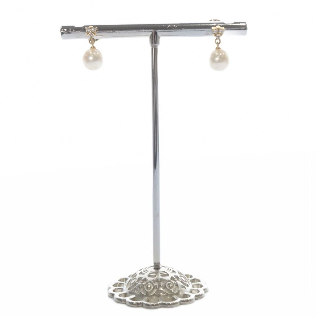 ミキモト JAL機内販売 K18 パールピアスイエローゴールド 白 ホワイト