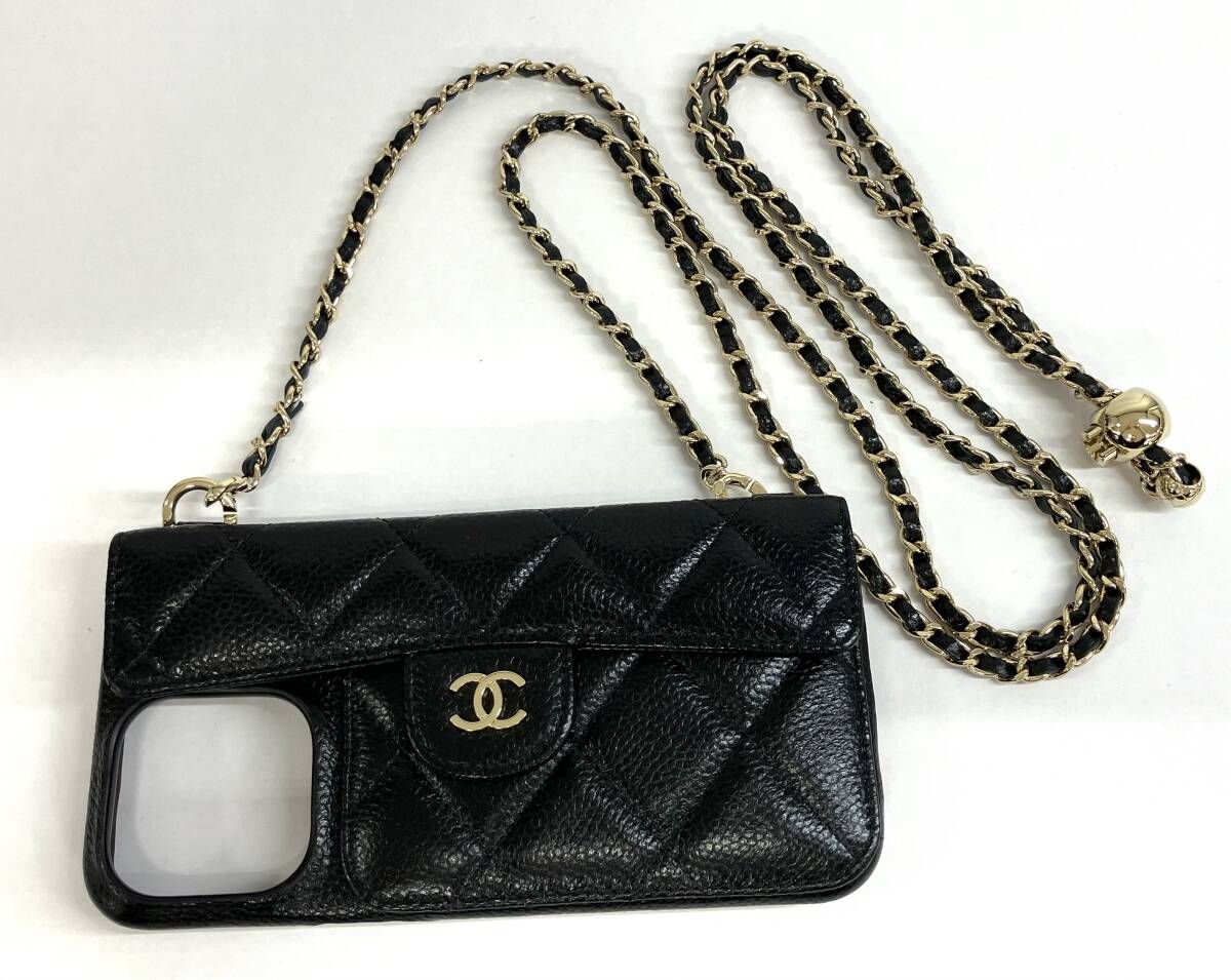 CHANEL シャネル iPhone15 PRO MAX マトラッセ チェーン キャビア