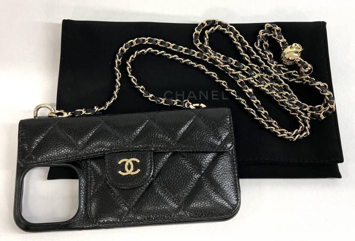 CHANEL シャネル iPhone15 PRO MAX マトラッセ チェーン キャビア
