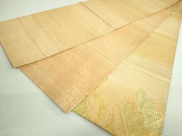 平和屋着物○極上 桝屋高尾 ねん金綴錦 太鼓柄袋帯 松に双鶴文 金銀糸