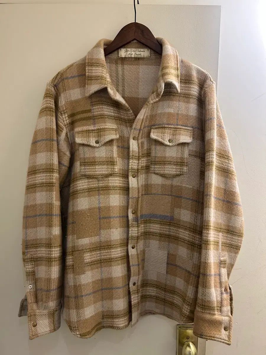 ゴッドストルTRUEカシミア × ニックプーさん カシミア パッチワーク シャツ Lサイズ
