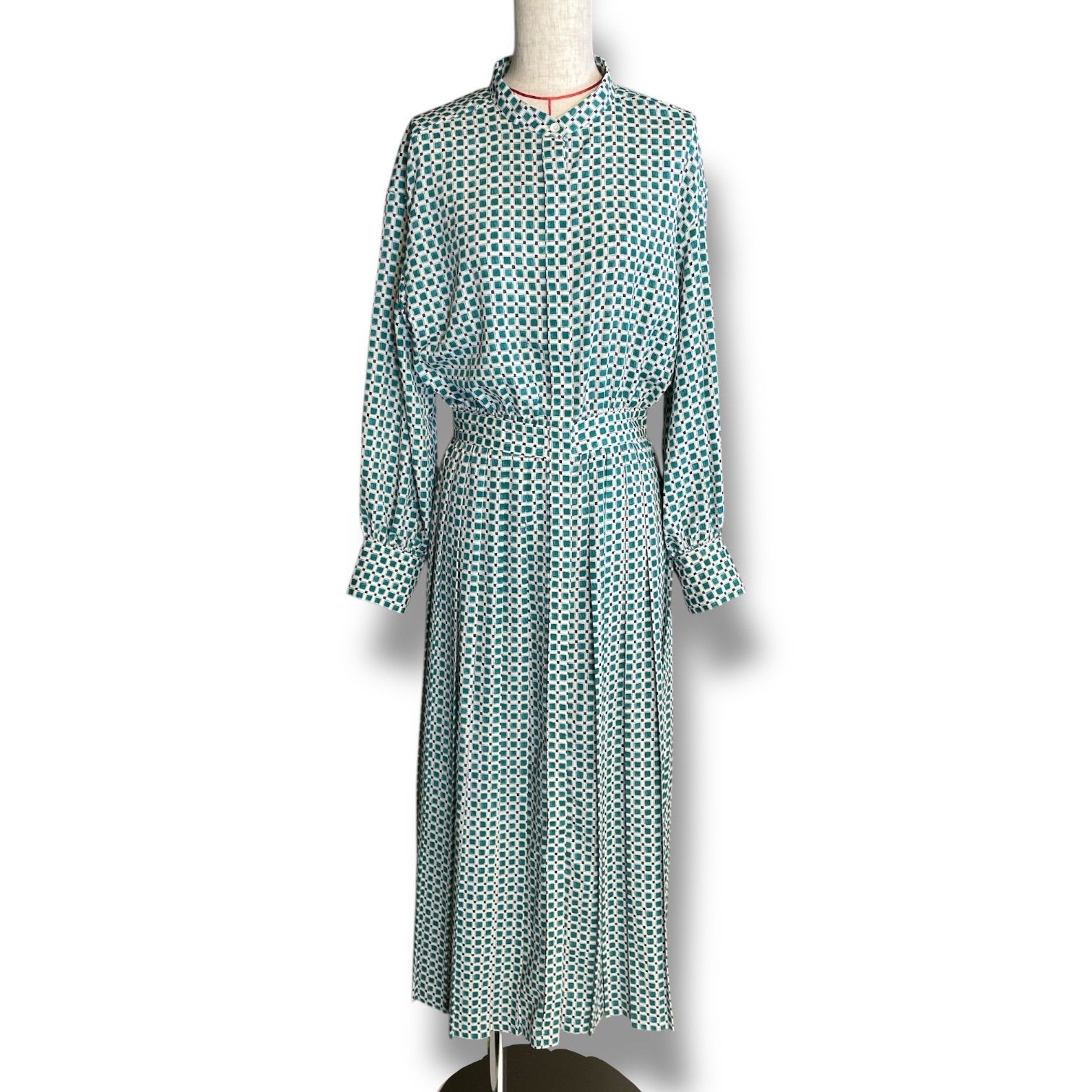 Ballsey ボールジィ カラーグリッドプリントプリーツワンピース ドレス