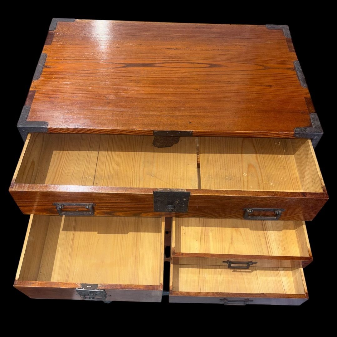 江戸時代後期 和ダンス 欅 飾り金具 時代家具 和物 骨董品 和製