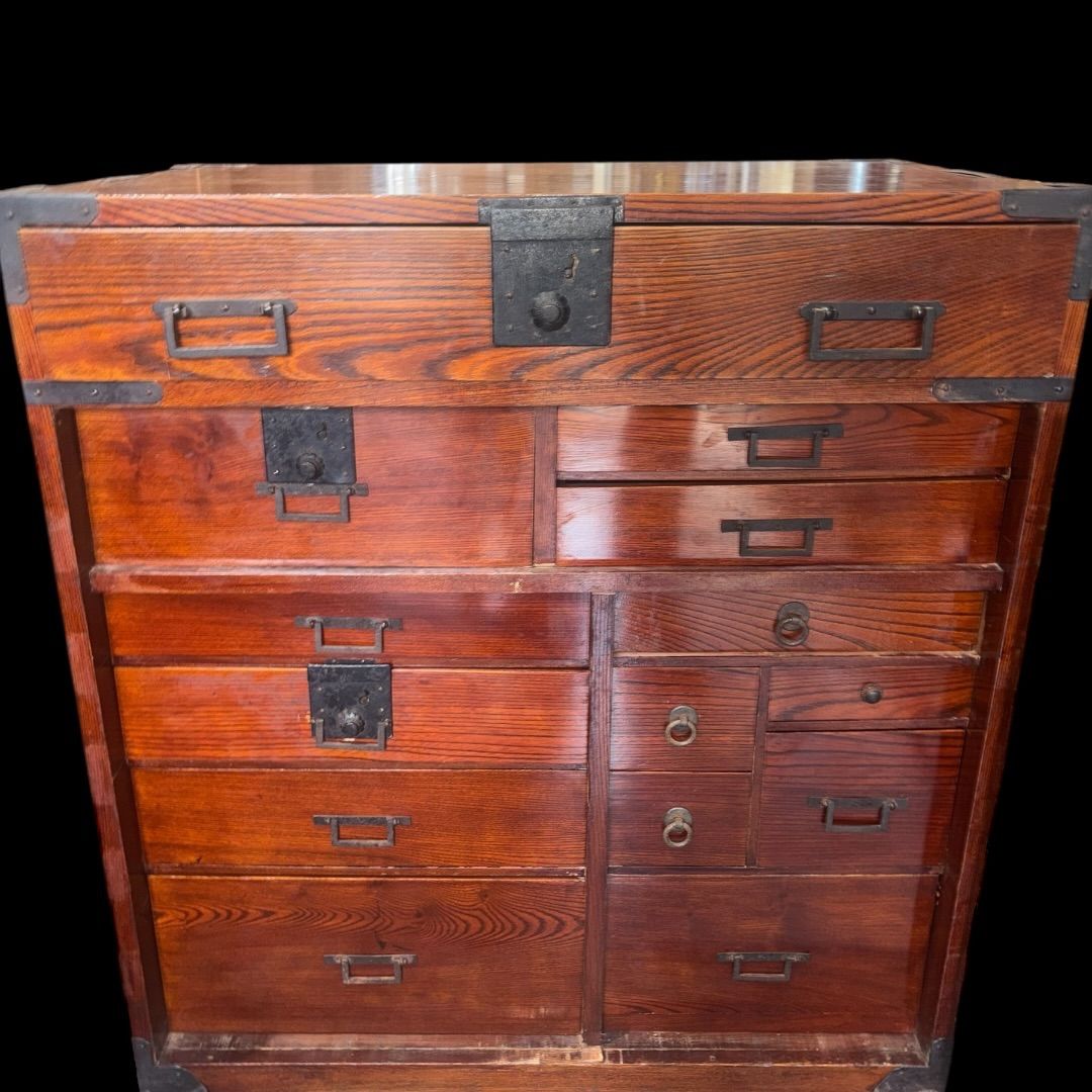 江戸時代後期 和ダンス 欅 飾り金具 時代家具 和物 骨董品 和製