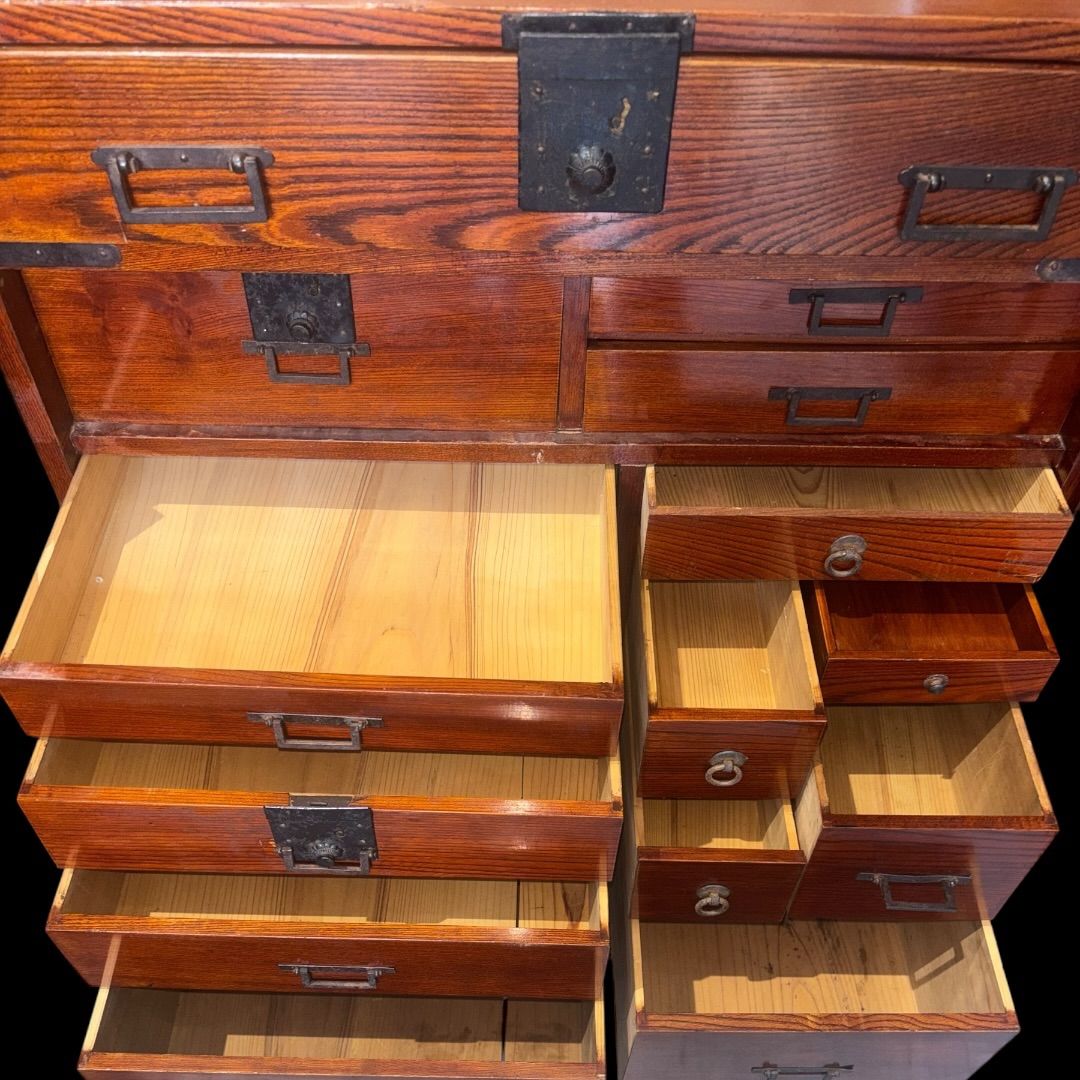 江戸時代後期 和ダンス 欅 飾り金具 時代家具 和物 骨董品 和製