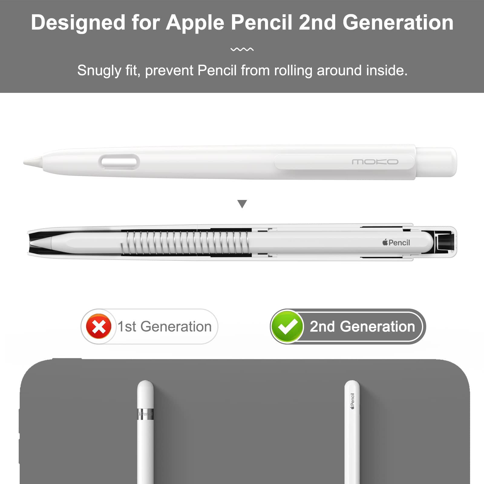 MoKo ホルダーケース Apple Pencil 第2世代と互換性があり、格納式PC
