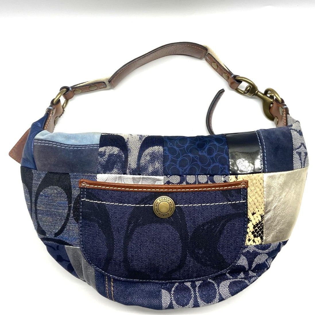 COACH コーチ】ワンショルダーバッグ デニム レザー シグネチャー 