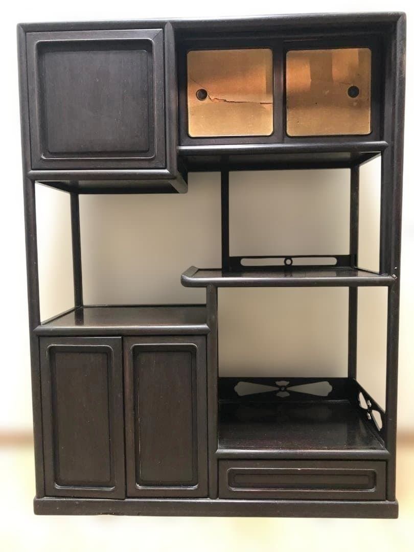 箪笥 飾り棚 違い棚 茶道具透かし彫り 和箪笥 アンティーク ビンテージ