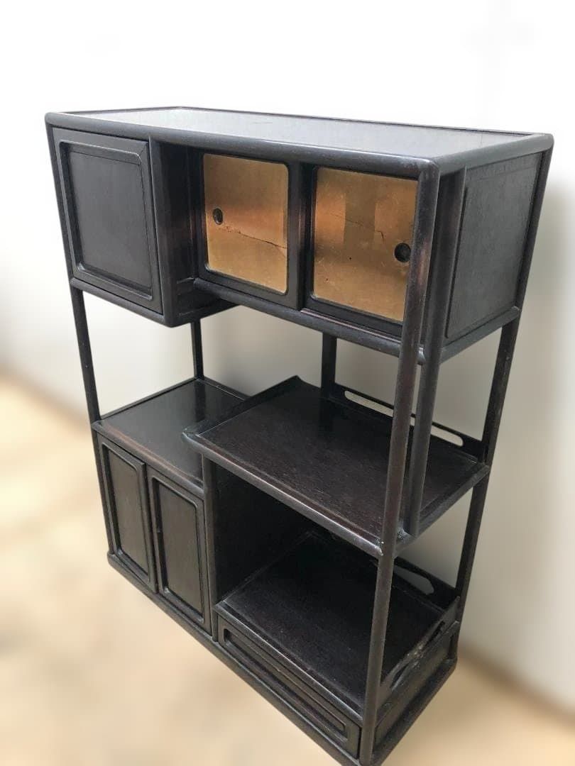 箪笥 飾り棚 違い棚 茶道具透かし彫り 和箪笥 アンティーク ビンテージ