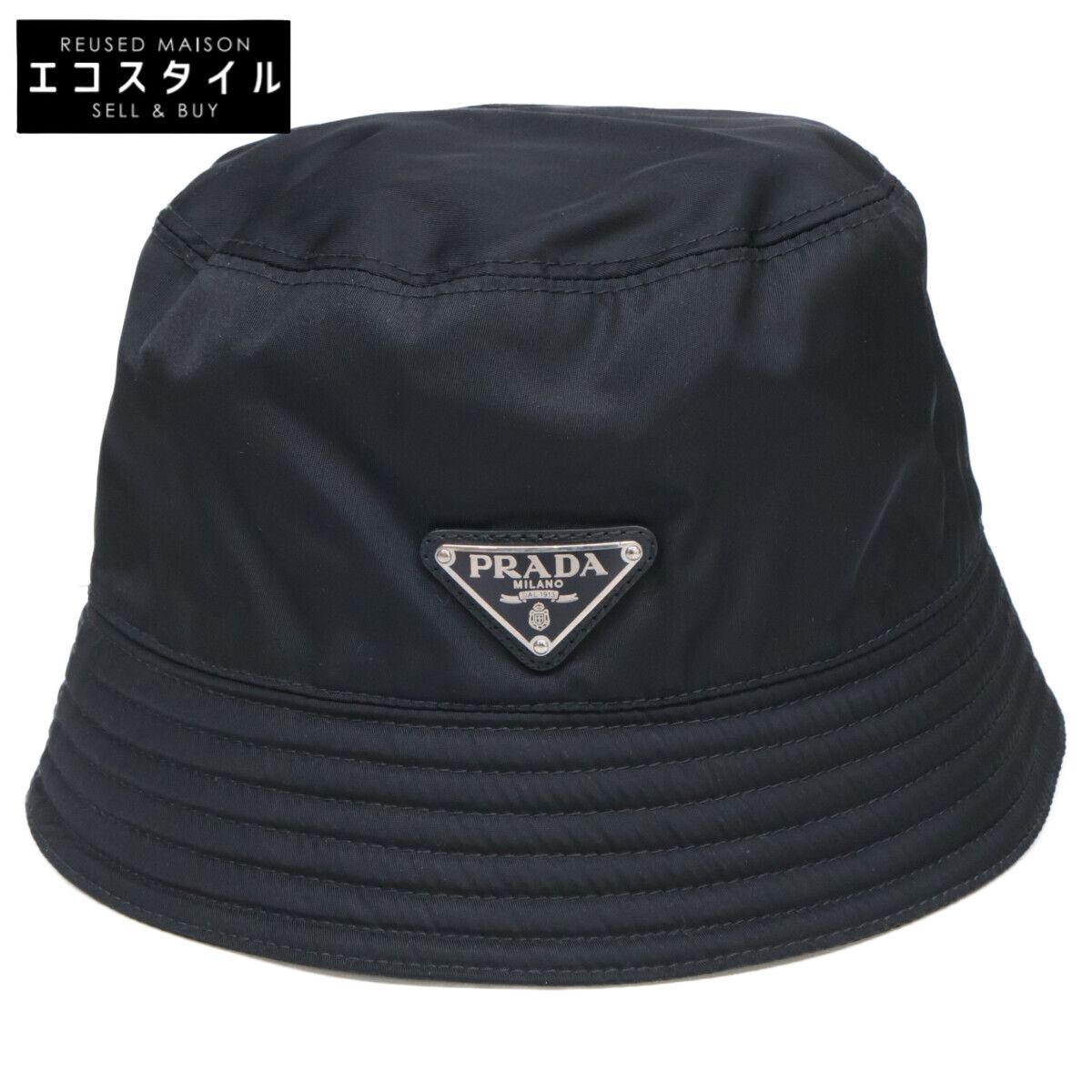 プラダ PRADA バケットハット チェック トライアングルロゴ PRADA プラダ トライアングルロゴ ナイロン バケットハット XL - メルカリ