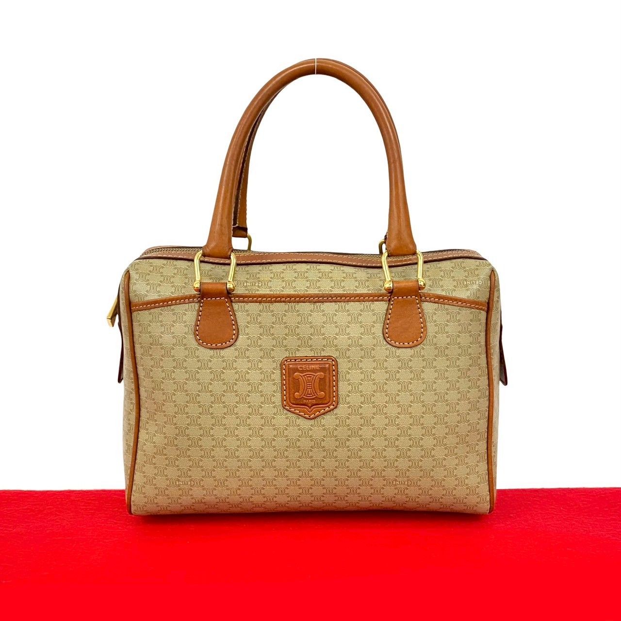 極 美品 CELINE セリーヌ ヴィンテージ マカダム 柄 トリオンフ ロゴ 