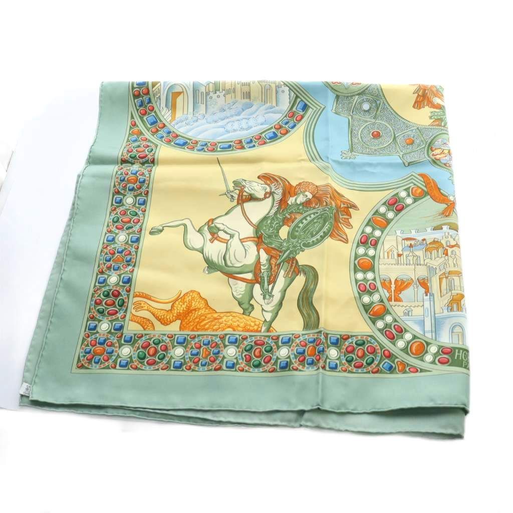 エルメス HERMES カレ90 正義の騎士の勝利 大判スカーフ ストール ロゴ