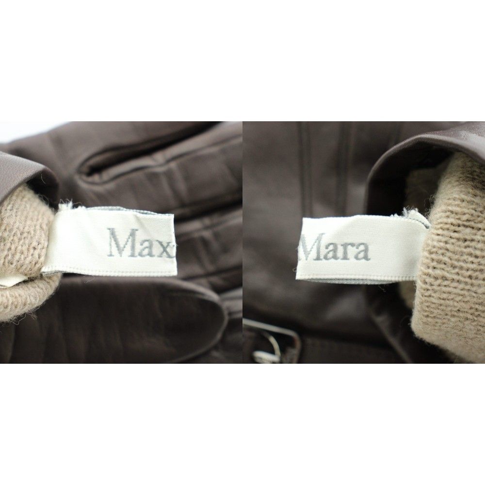 マックスマーラ MAX MARA 手袋 グローブ 5本指 レザー ロゴ 茶色