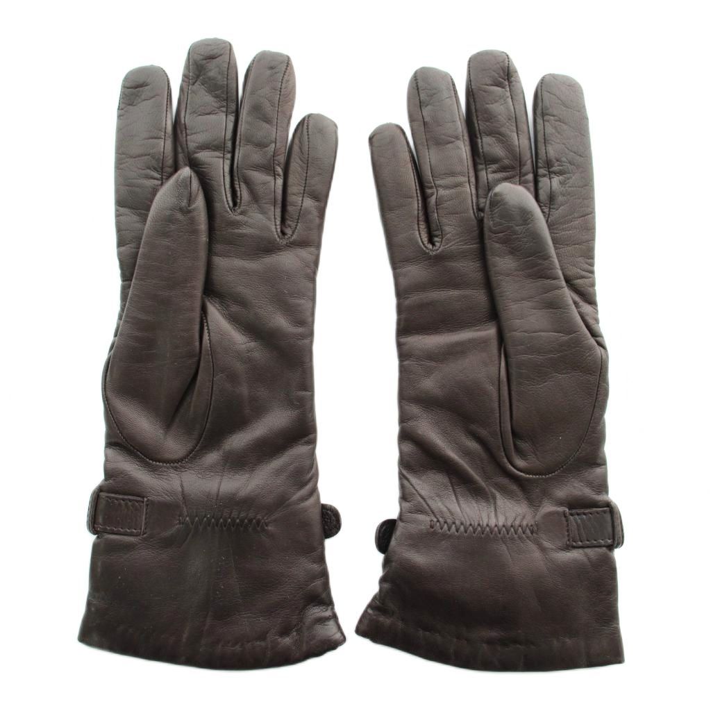 マックスマーラ MAX MARA 手袋 グローブ 5本指 レザー ロゴ 茶色