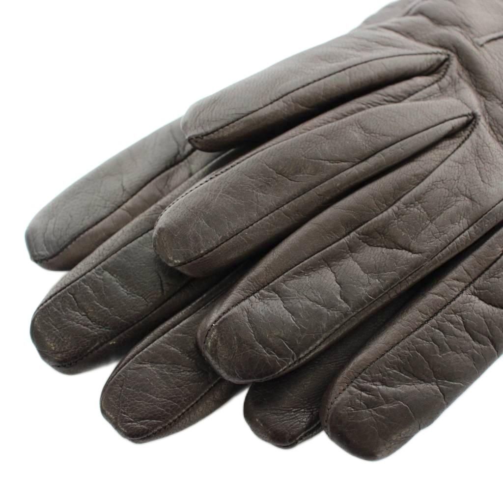 マックスマーラ MAX MARA 手袋 グローブ 5本指 レザー ロゴ 茶色