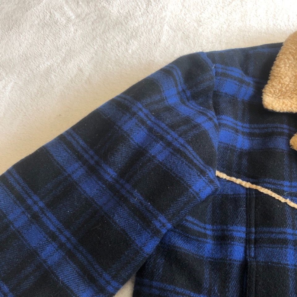 美品 LEVIS リーバイス 70534 ランチコート チェック ブルー ネイビー 