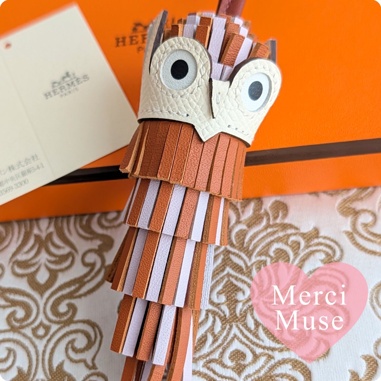 ❤未使用品❤シュエット フクロウチャーム ゴールドxモーヴペールx