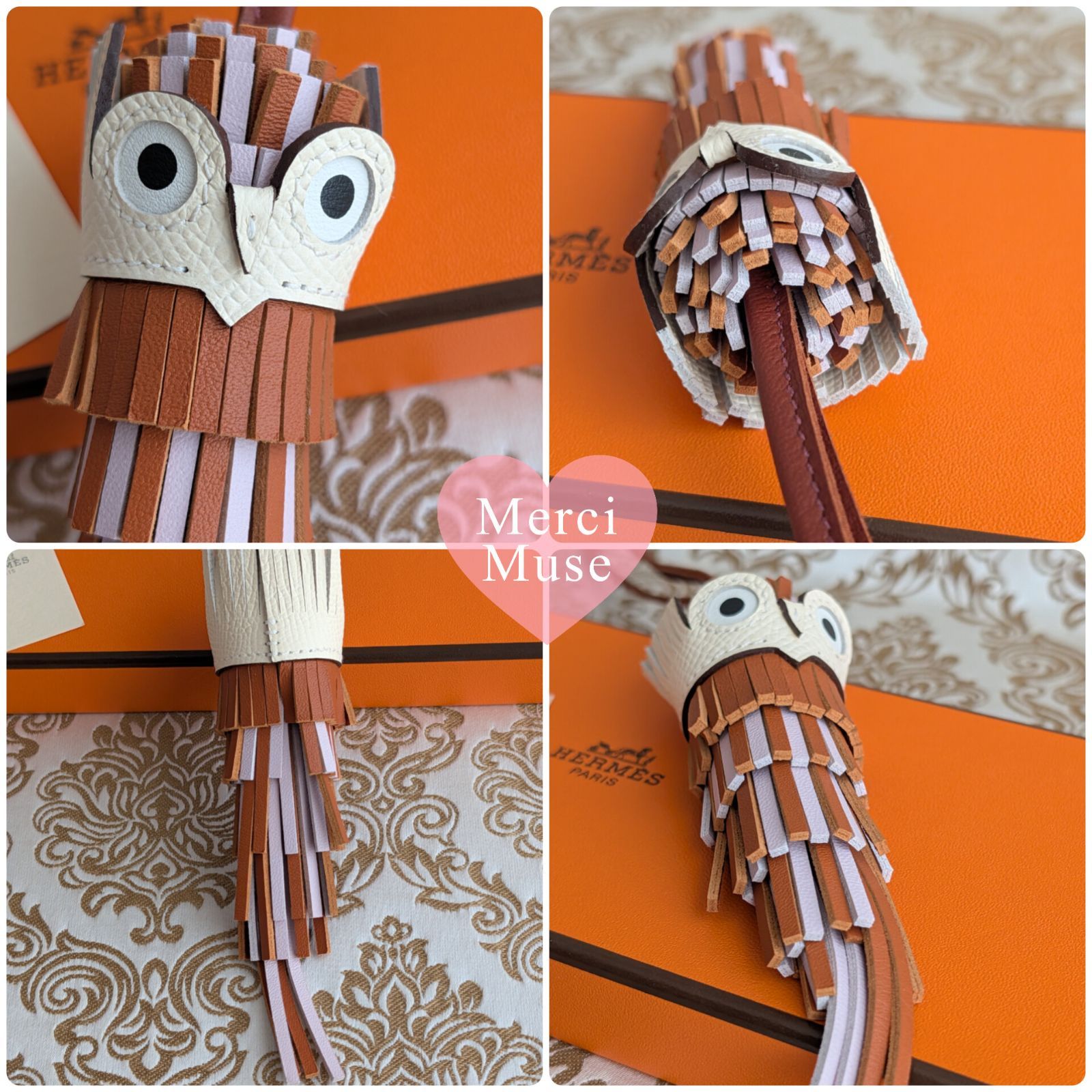 ❤未使用品❤シュエット フクロウチャーム ゴールドxモーヴペールx